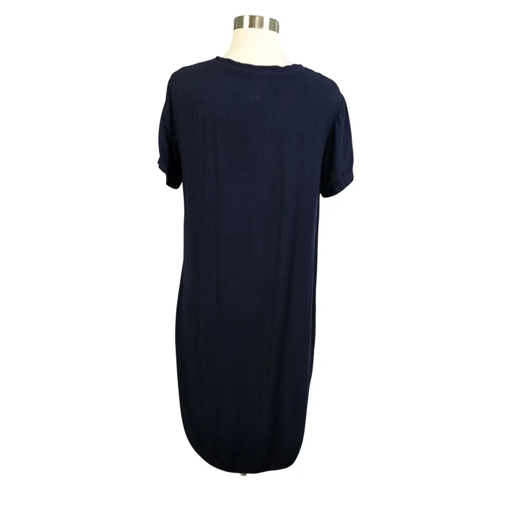 Bella‎ Dahl Womens Navy Blue V Neck T Shirt Dress Size Small Short Sleeve Rayon